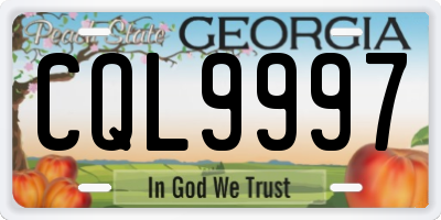 GA license plate CQL9997