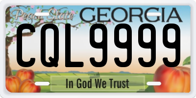GA license plate CQL9999