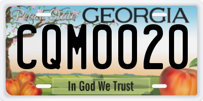 GA license plate CQM0020