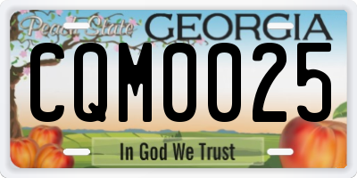 GA license plate CQM0025