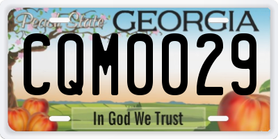 GA license plate CQM0029