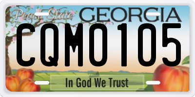 GA license plate CQM0105