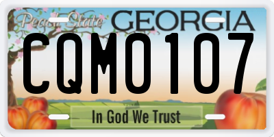 GA license plate CQM0107