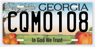GA license plate CQM0108