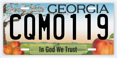 GA license plate CQM0119