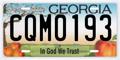 GA license plate CQM0193