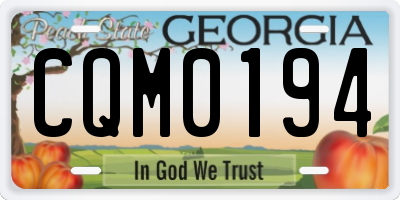 GA license plate CQM0194