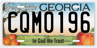 GA license plate CQM0196