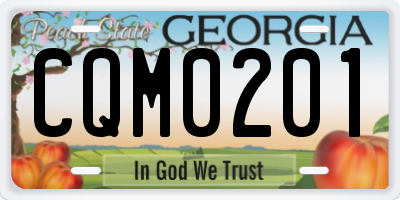 GA license plate CQM0201