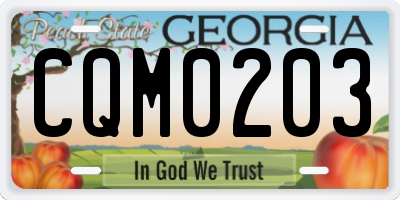 GA license plate CQM0203