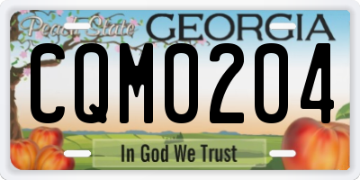 GA license plate CQM0204