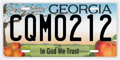GA license plate CQM0212