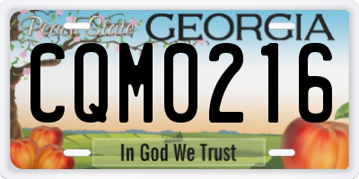 GA license plate CQM0216