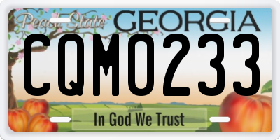 GA license plate CQM0233