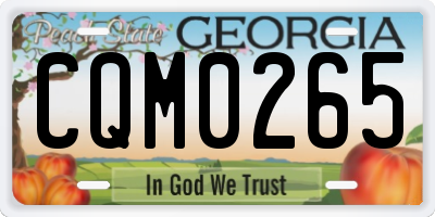 GA license plate CQM0265