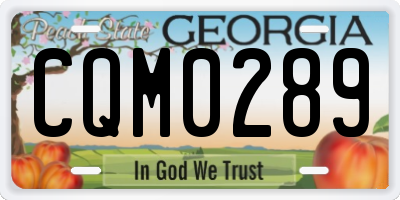 GA license plate CQM0289