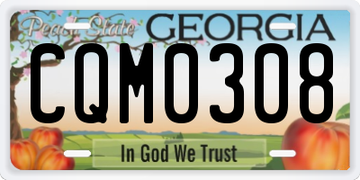 GA license plate CQM0308