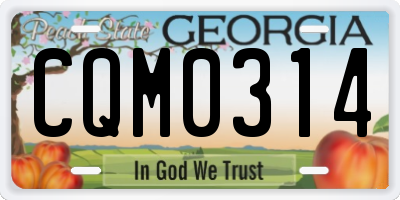 GA license plate CQM0314