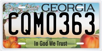 GA license plate CQM0363
