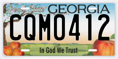 GA license plate CQM0412