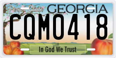 GA license plate CQM0418