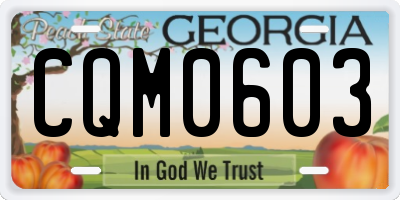 GA license plate CQM0603