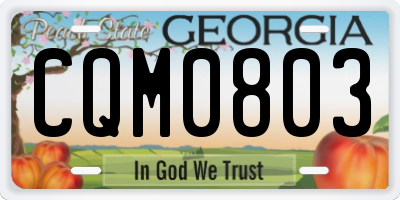GA license plate CQM0803