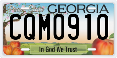 GA license plate CQM0910
