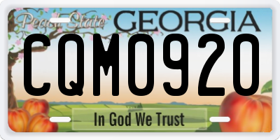 GA license plate CQM0920