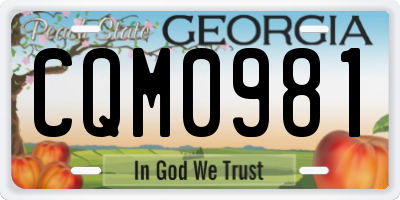 GA license plate CQM0981