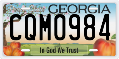 GA license plate CQM0984