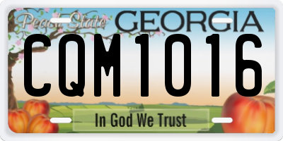 GA license plate CQM1016
