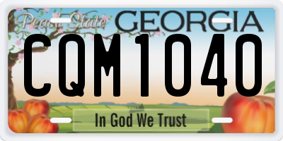 GA license plate CQM1040