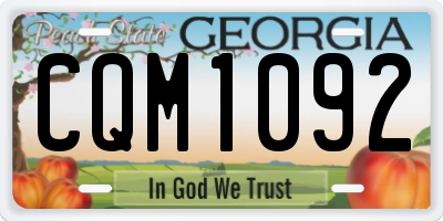 GA license plate CQM1092