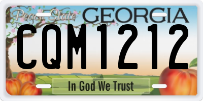 GA license plate CQM1212