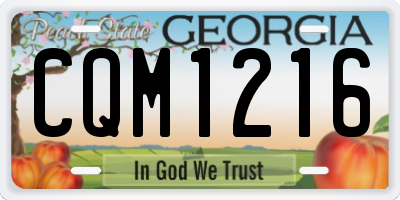 GA license plate CQM1216