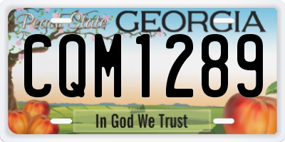 GA license plate CQM1289