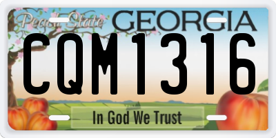 GA license plate CQM1316
