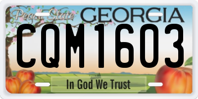 GA license plate CQM1603