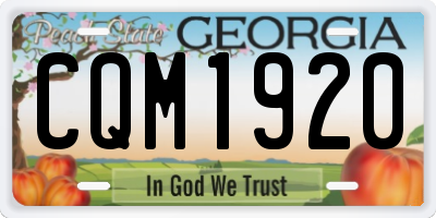 GA license plate CQM1920