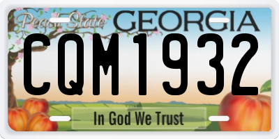 GA license plate CQM1932