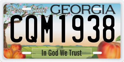 GA license plate CQM1938