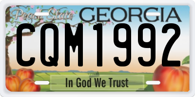 GA license plate CQM1992