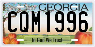 GA license plate CQM1996