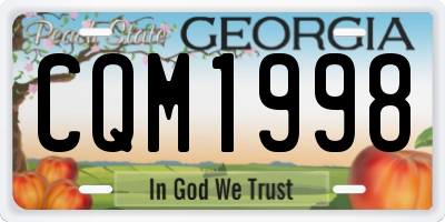 GA license plate CQM1998