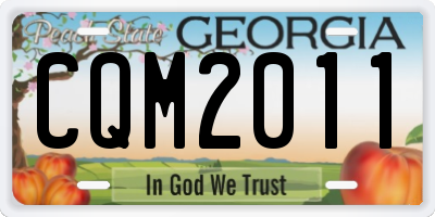 GA license plate CQM2011