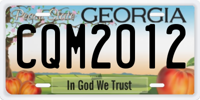 GA license plate CQM2012
