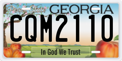 GA license plate CQM2110
