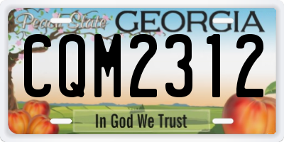GA license plate CQM2312