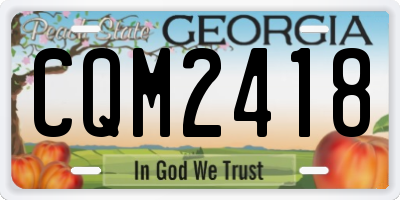GA license plate CQM2418